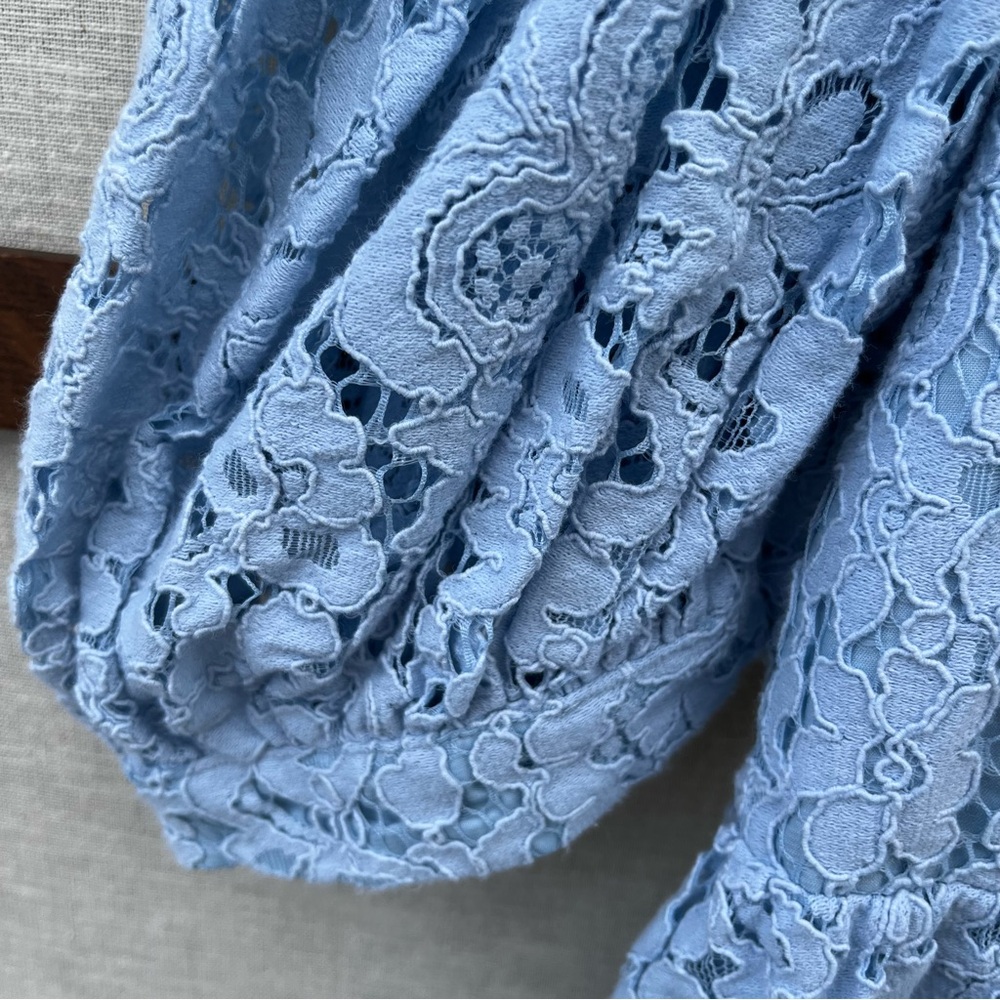 Bardot Light Blue Lace Mini Babydoll Deep-V Neckline Party Dress - Size 10 - Picture 11 of 16